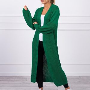 Dlhý pletený sveter zelený
