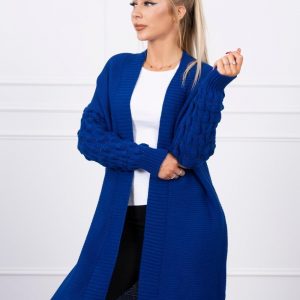 Dlhý pletený sveter modrý