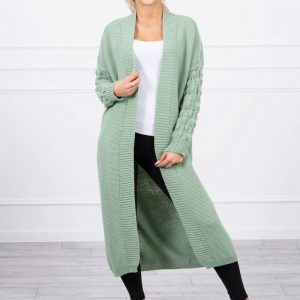 Dlhý pletený sveter zelený